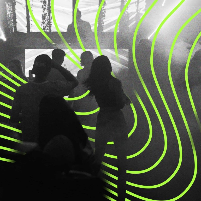 Late night ravers dancing to Electric Variety pack